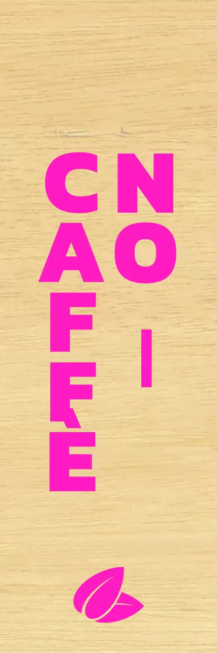 Caffè con scritte nere e accenti rosa.