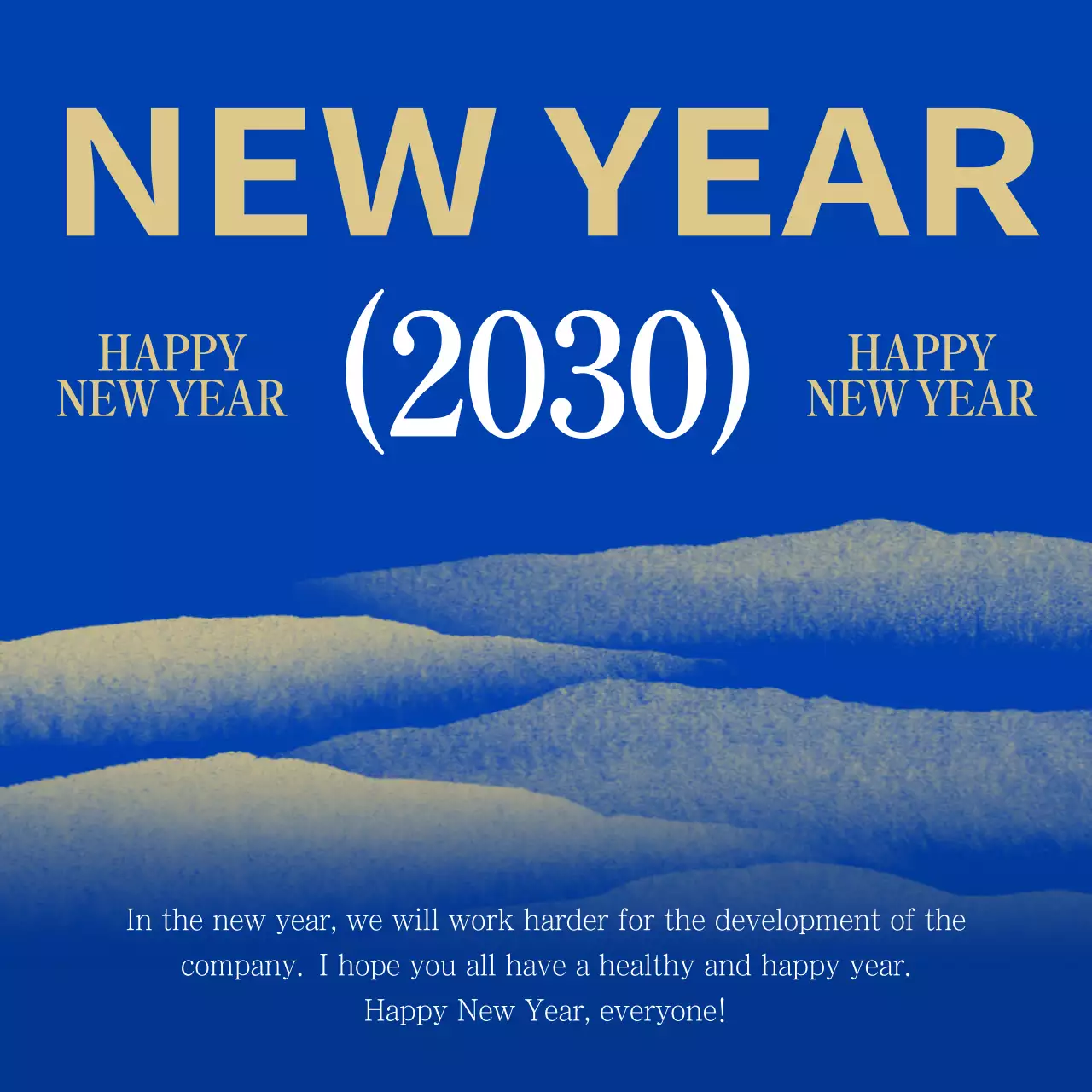 Blue Modern New Year Greetings Card Social Media Post