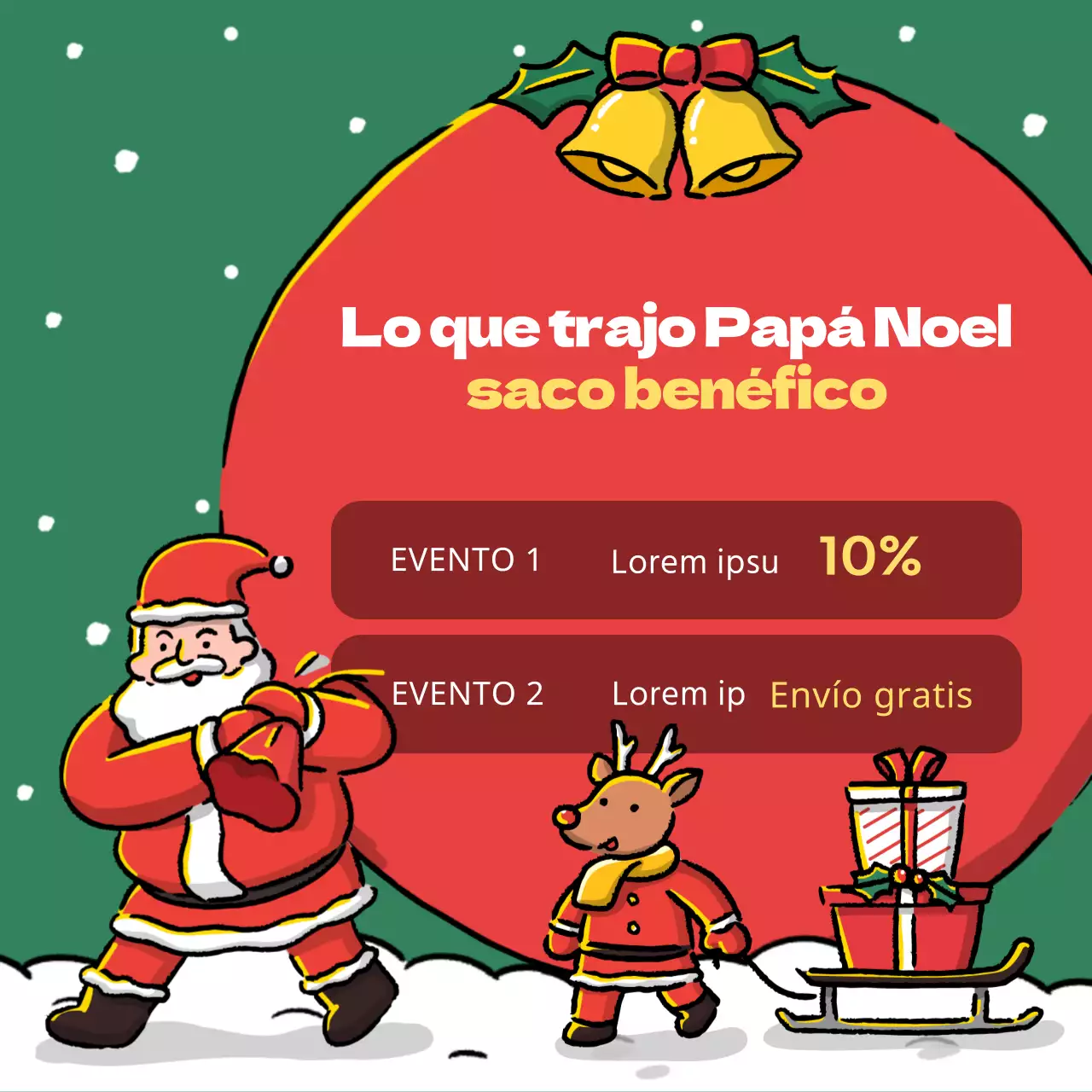 Promover una plantilla navideña roja y verde