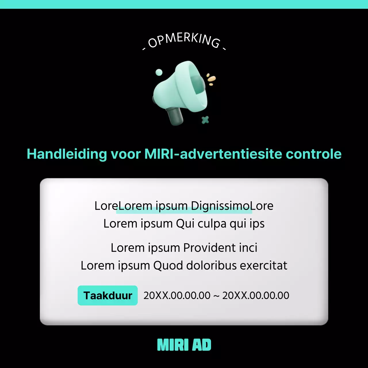 Een eenvoudig zwart en mint onderhoudsbericht voor de site