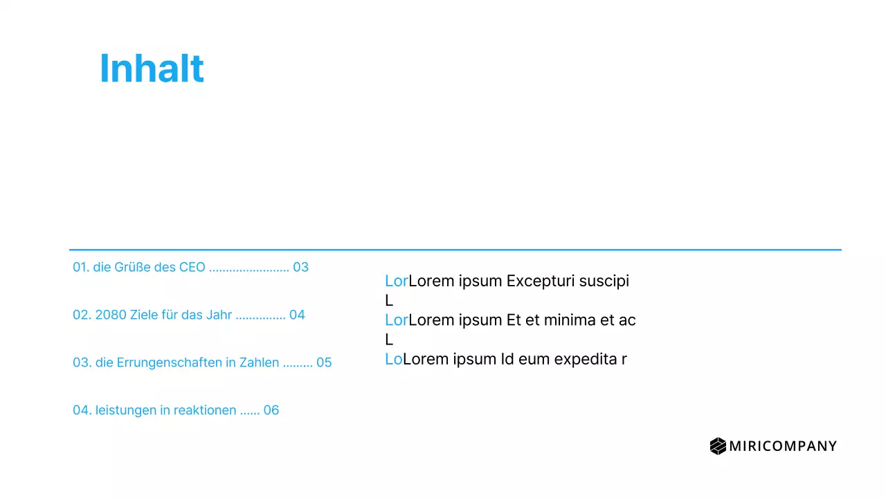 Eine einfache hellblau-weiße Einführung in den Ergebnisbericht