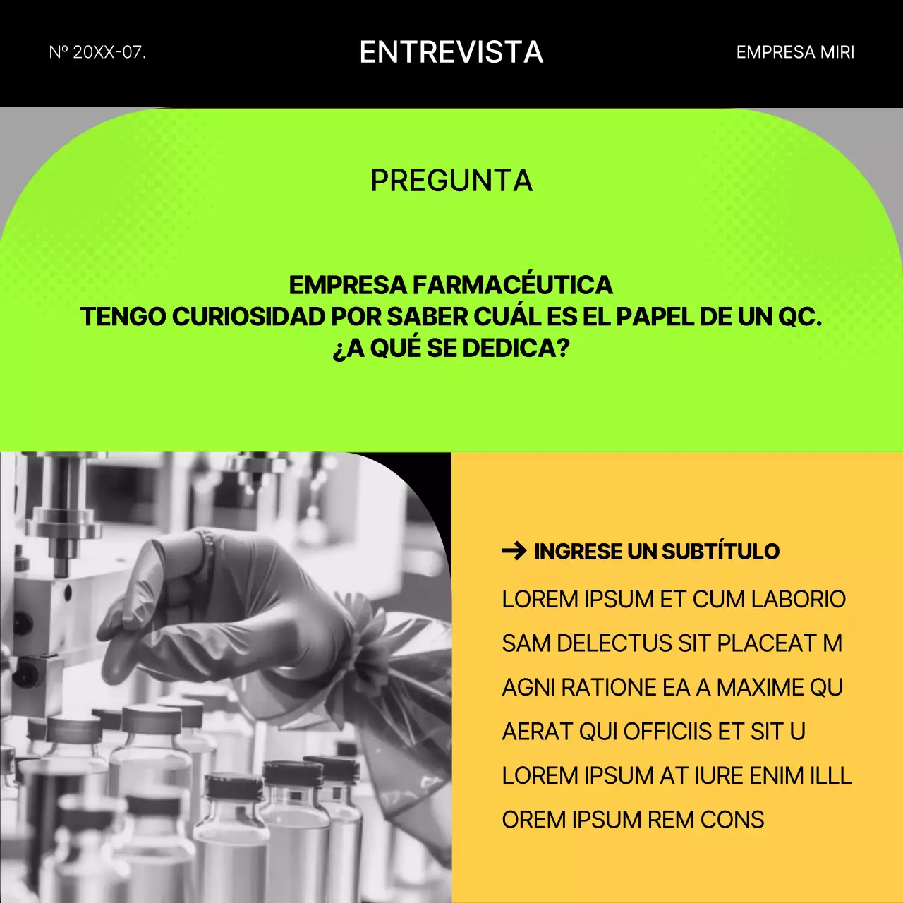 Puesto de entrevista de trabajo geométrico fluorescente y amarillo