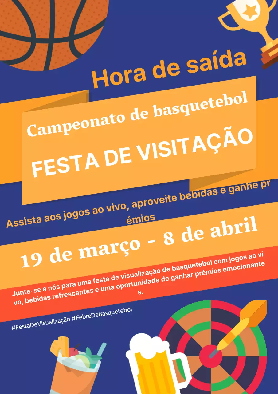 Anúncio de festa da marcha louca na moda em azul e laranja