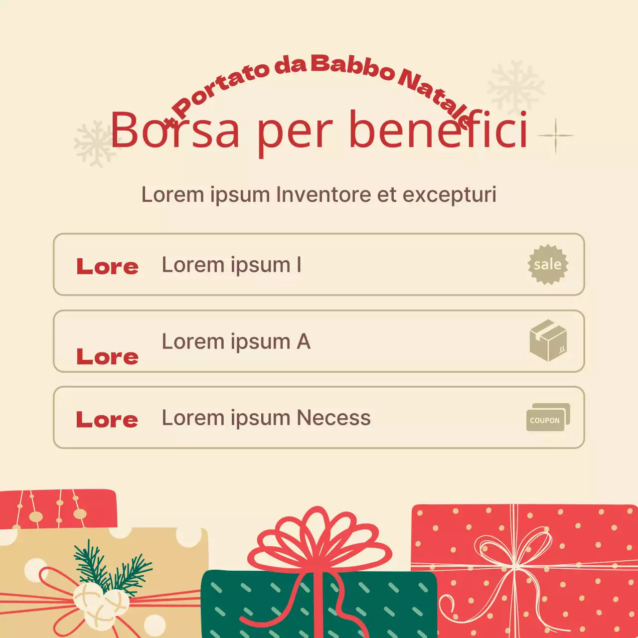 Annunci di marketing natalizi in rosso