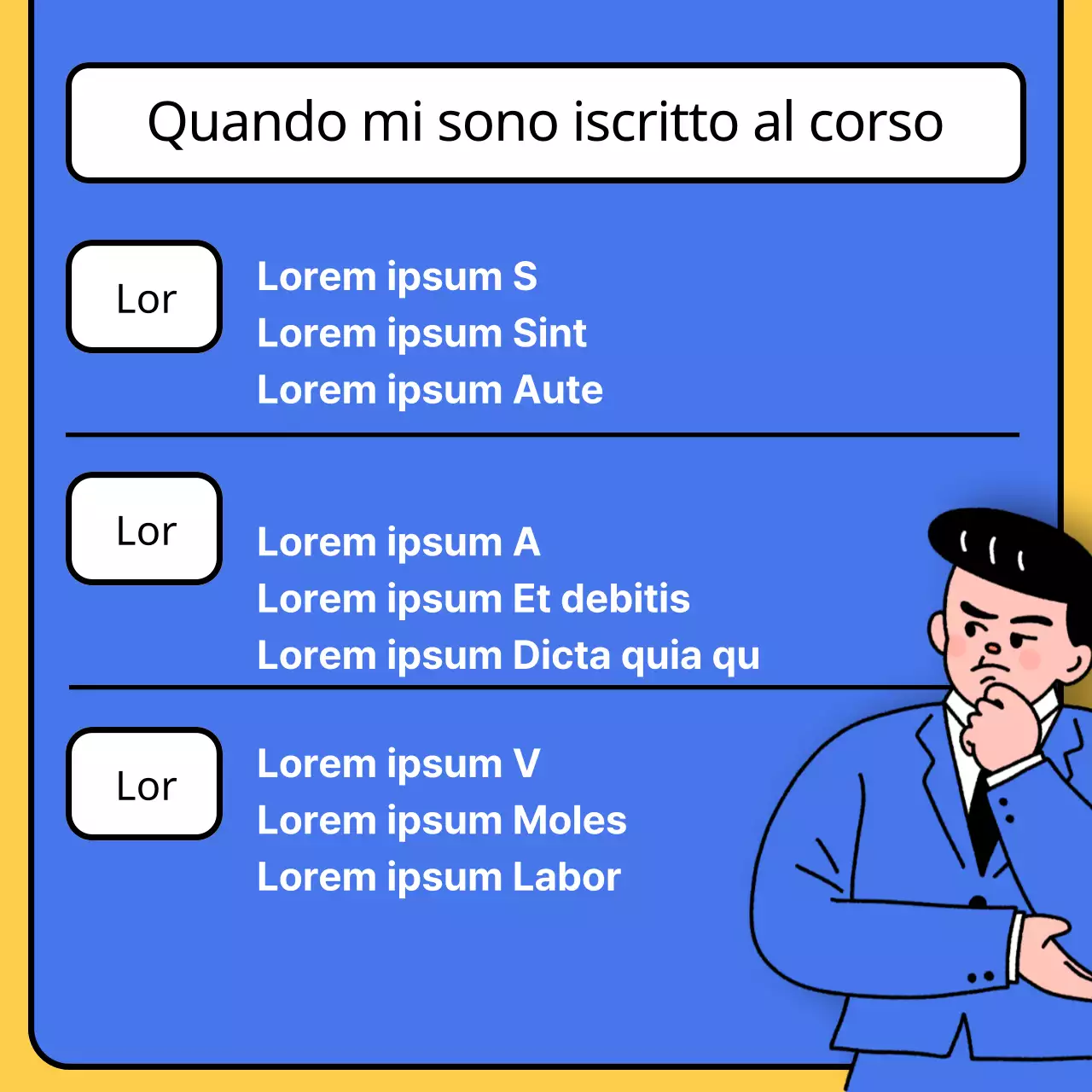 Promozione di una scuola di lingua inglese kitsch in blu e giallo
