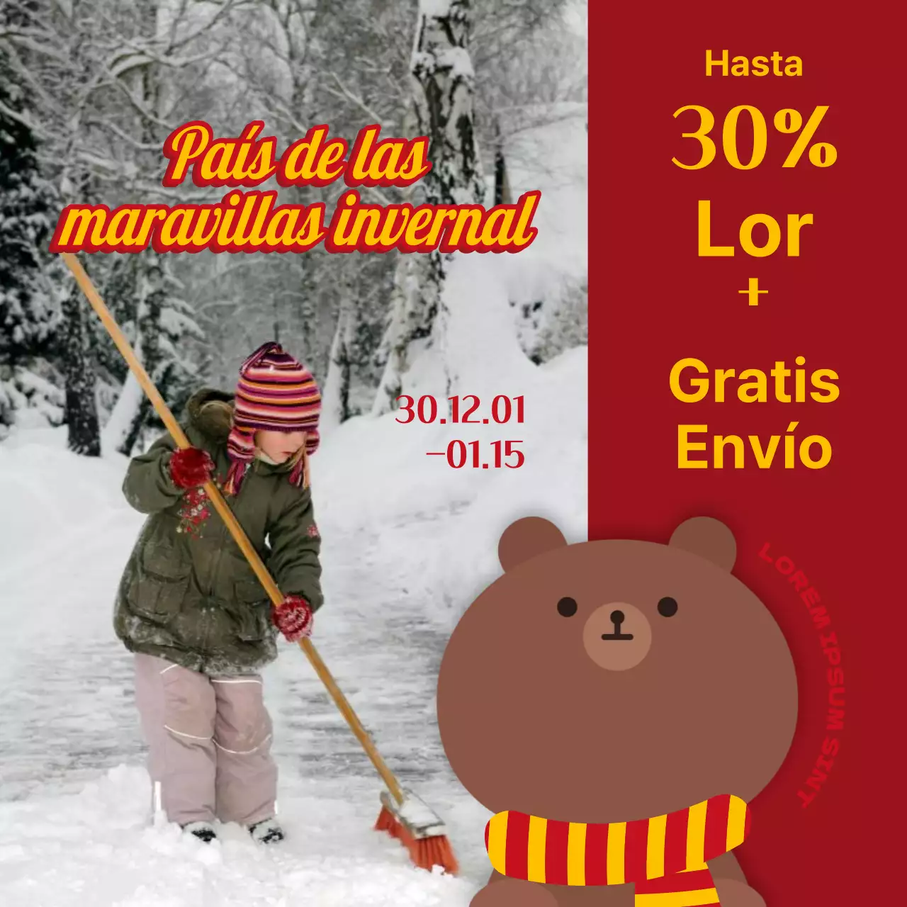 Pop-art de anuncios de eventos de fidelización y descuentos de invierno en azul y amarillo