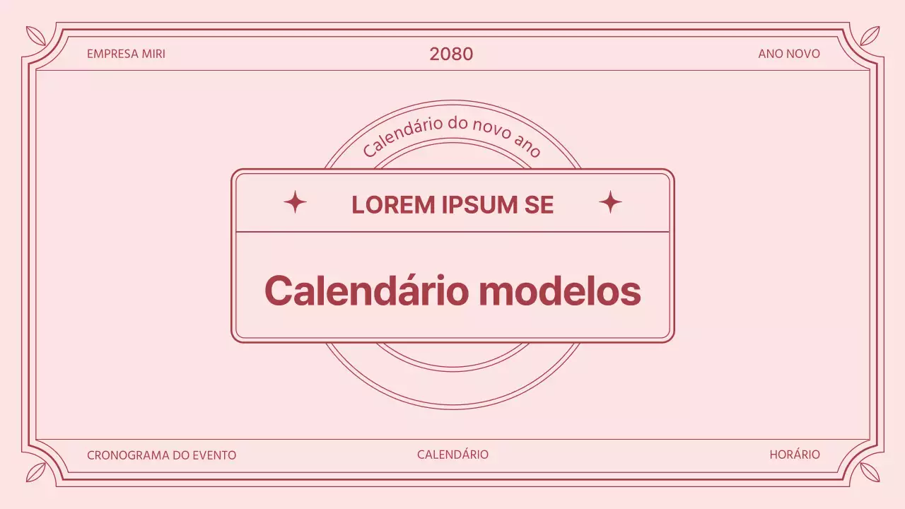 Calendário clássico de programação em rosa e azul claro