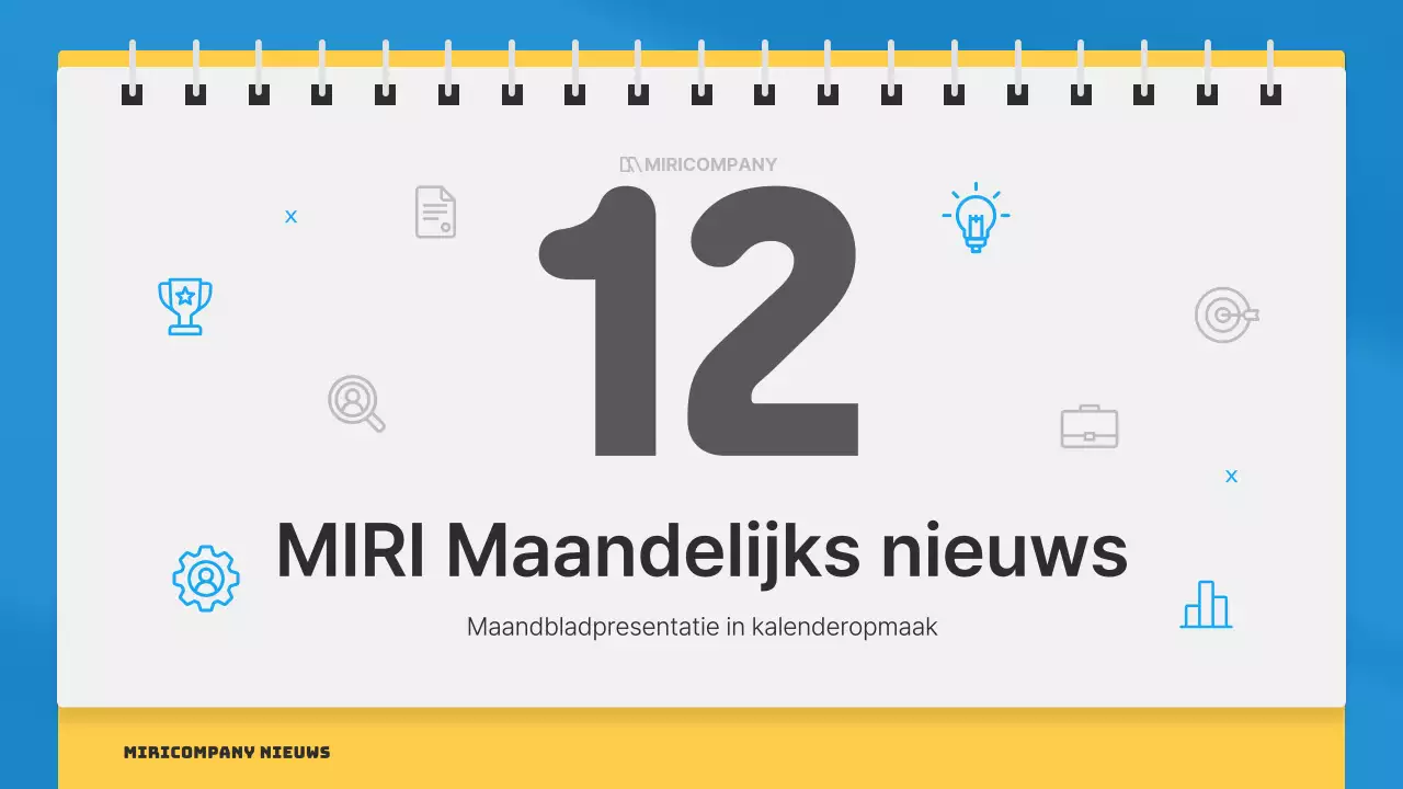 Eenvoudige zakelijke maandelijkse nieuwsbrief in blauw en geel