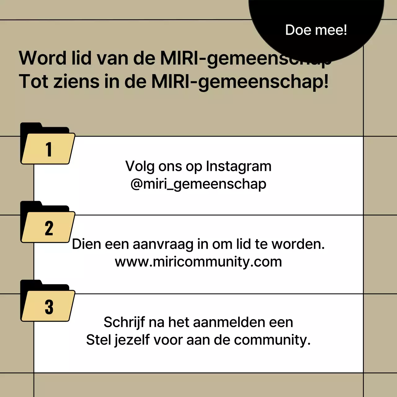 Bevorder een moderne gemeenschapswerving in beige en zwart