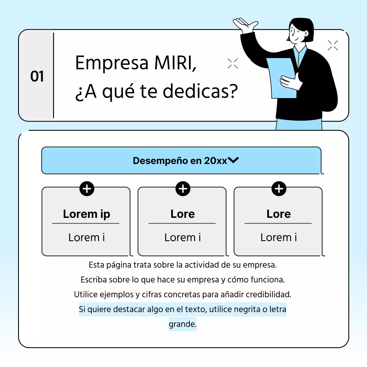 Carta de empresa para una imagen de marca sencilla en azul claro y gris
