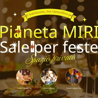 Promuovere una sala per feste di tendenza in giallo e marrone