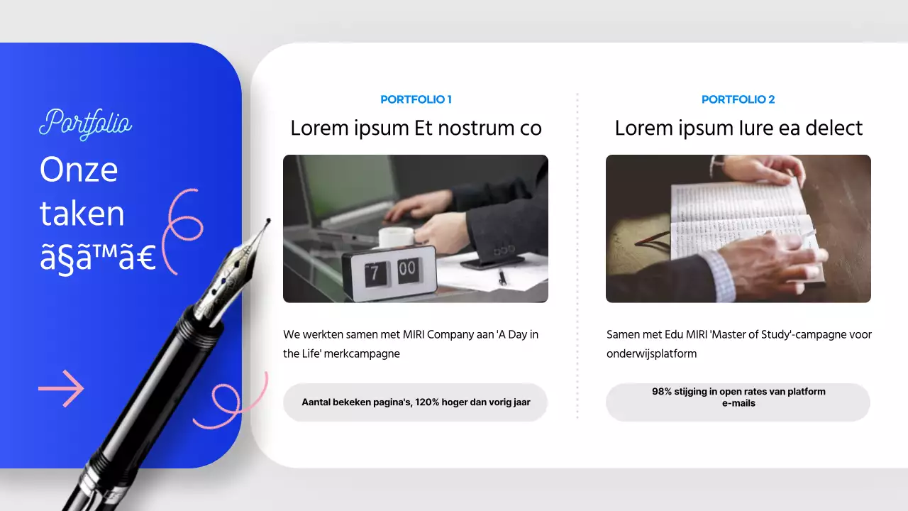 Een moderne sollicitatiebrief voor storytellingbedrijven in blauw en roze