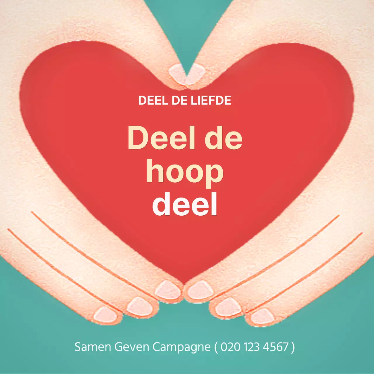 Een eenvoudige rode en mintkleurige donatiecampagne om hoop te delen