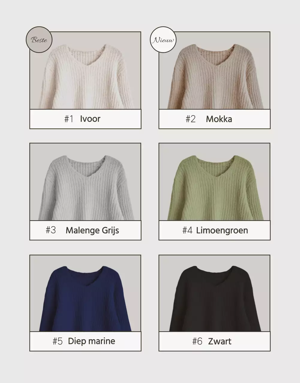 Moderne gebreide winterkleding in beige en bruin
