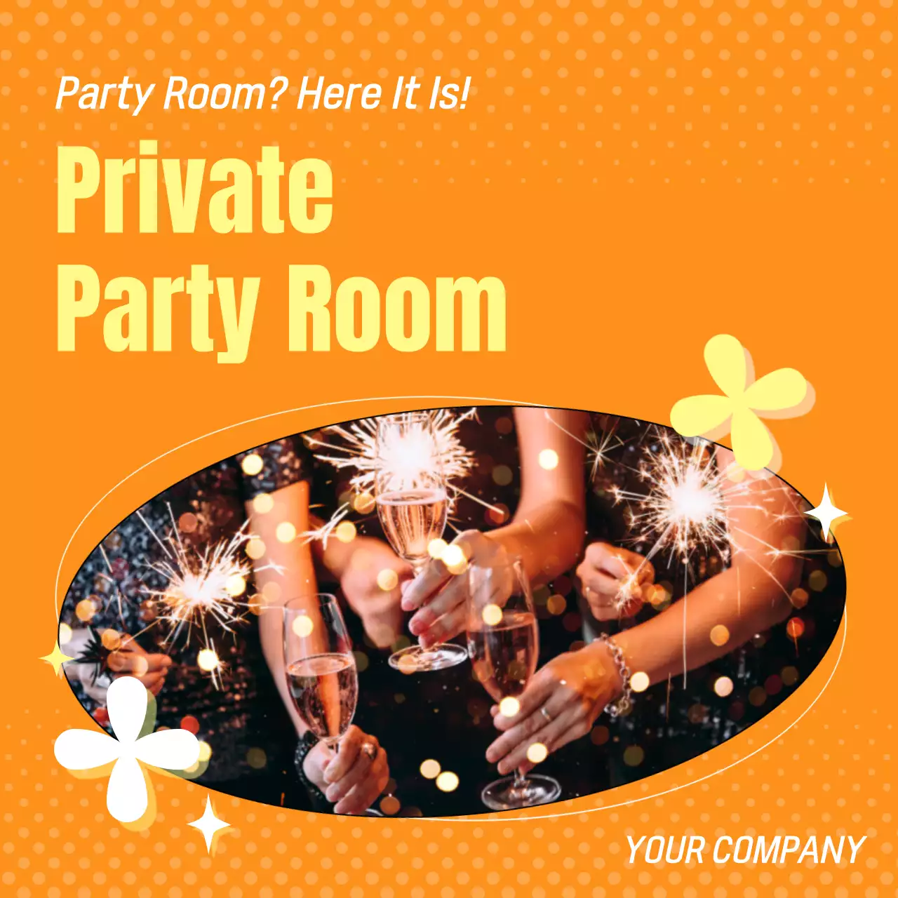 Orange Trendy Party Promotion Social Media Post