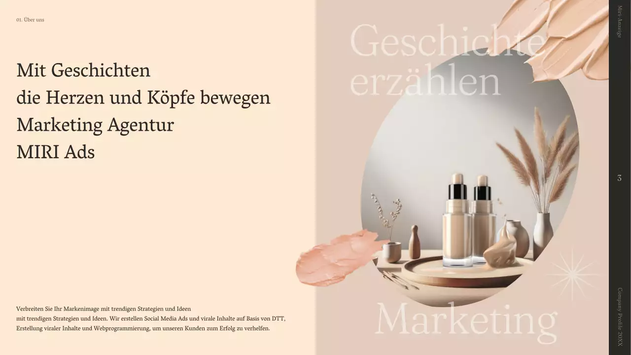 Ein einfaches Storytelling-Unternehmensprofil in Beige