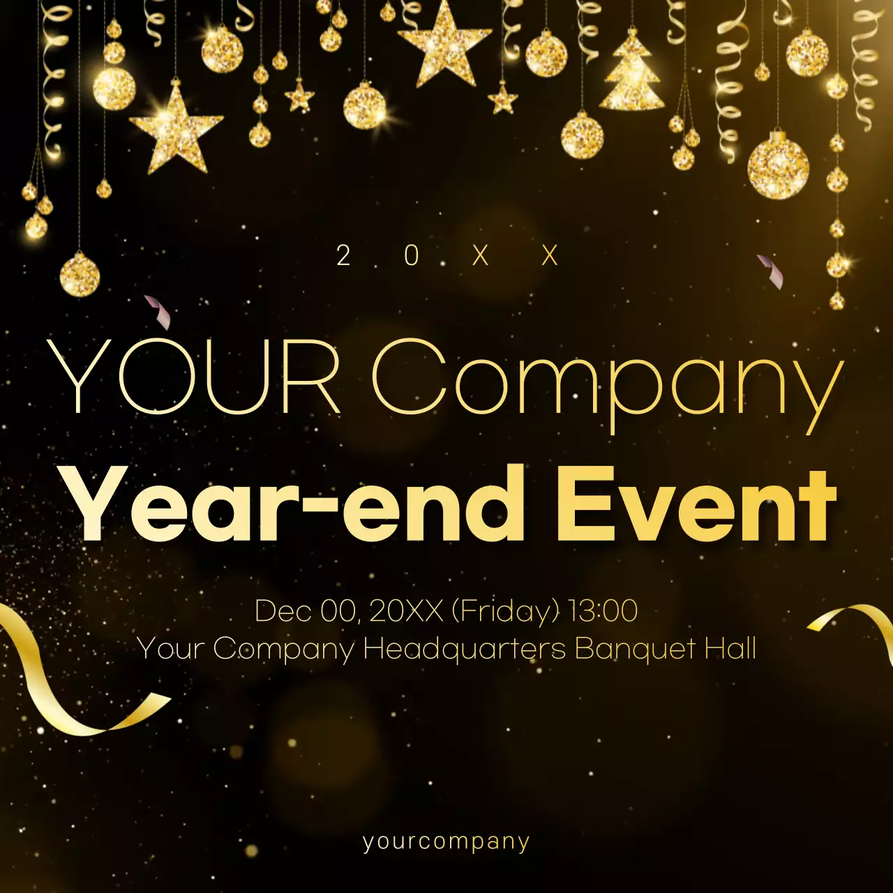 골드 엘레강트 이벤트 공지 소셜 미디어 게시물