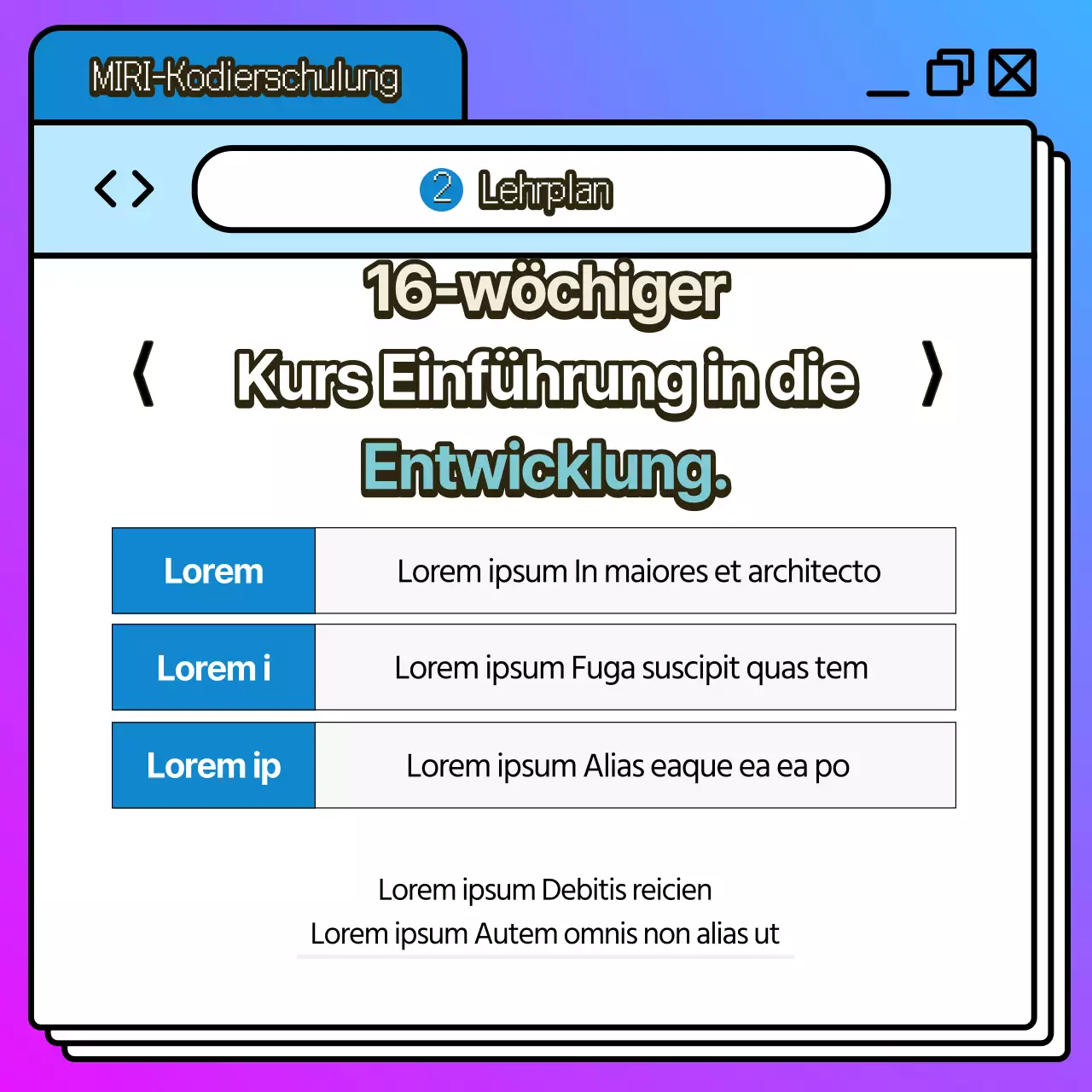Förderung der kitschigen Kodierungsausbildung in Blau und Lila