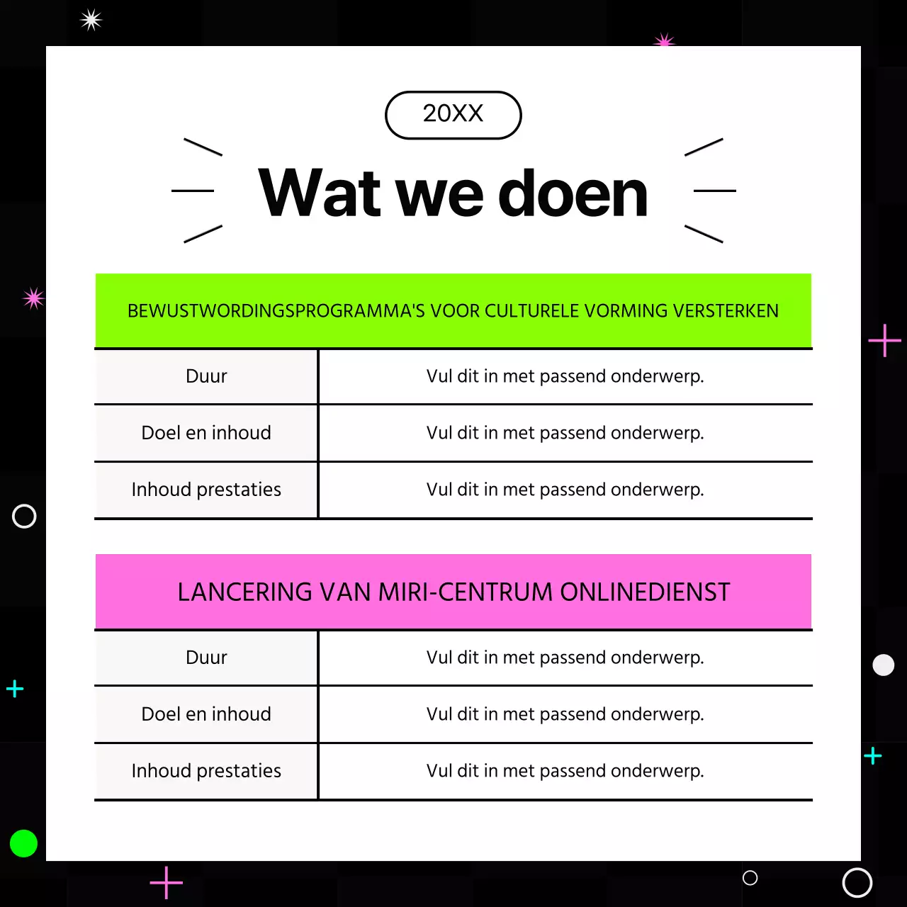 Kitscherige eindejaarsrapporten in hot pink en fluorescerende kleuren