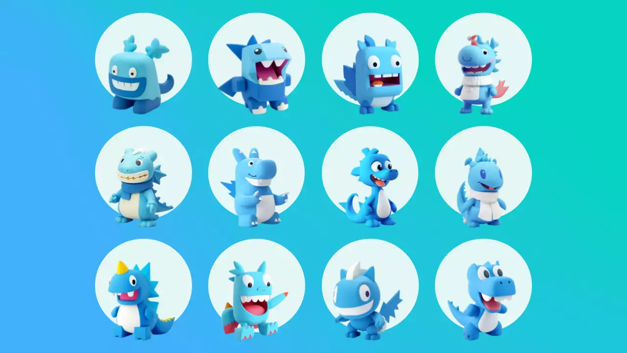 青 かわいい キャラクター ポスター プレゼンテーション