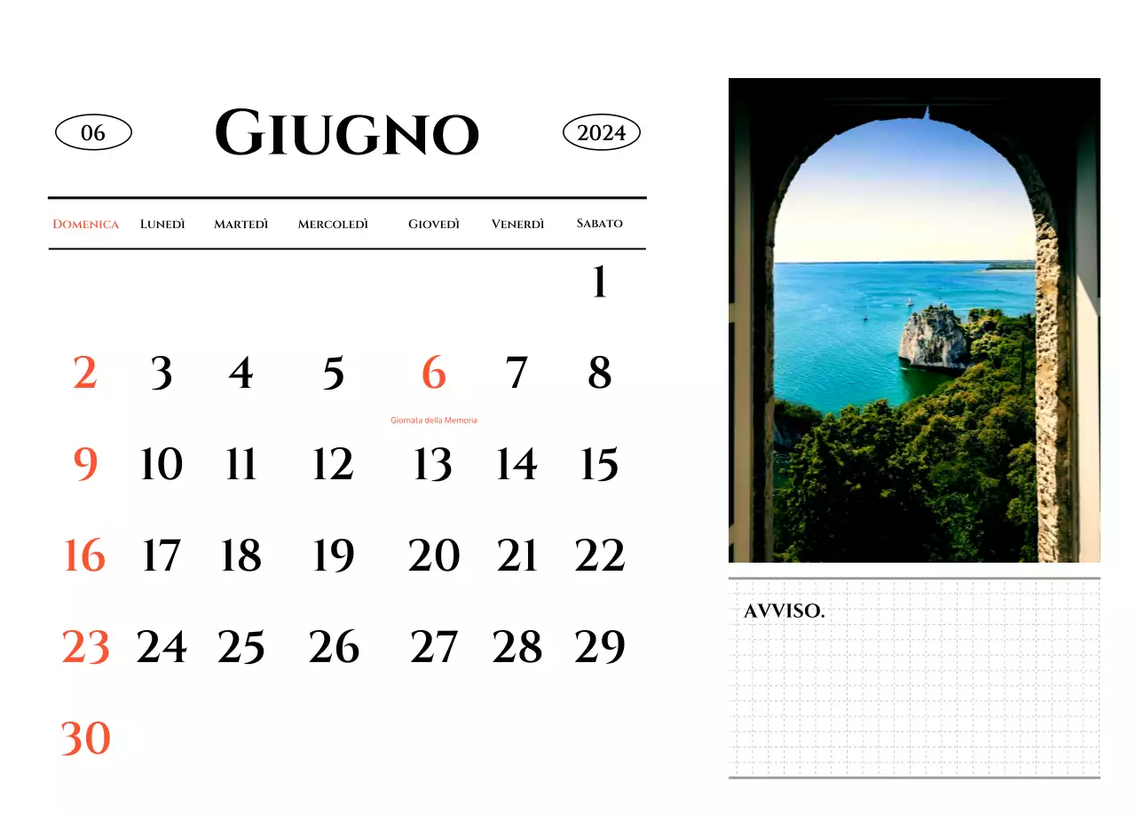 Un calendario dallo stile semplice con un concetto di fotografia di viaggio emozionale
