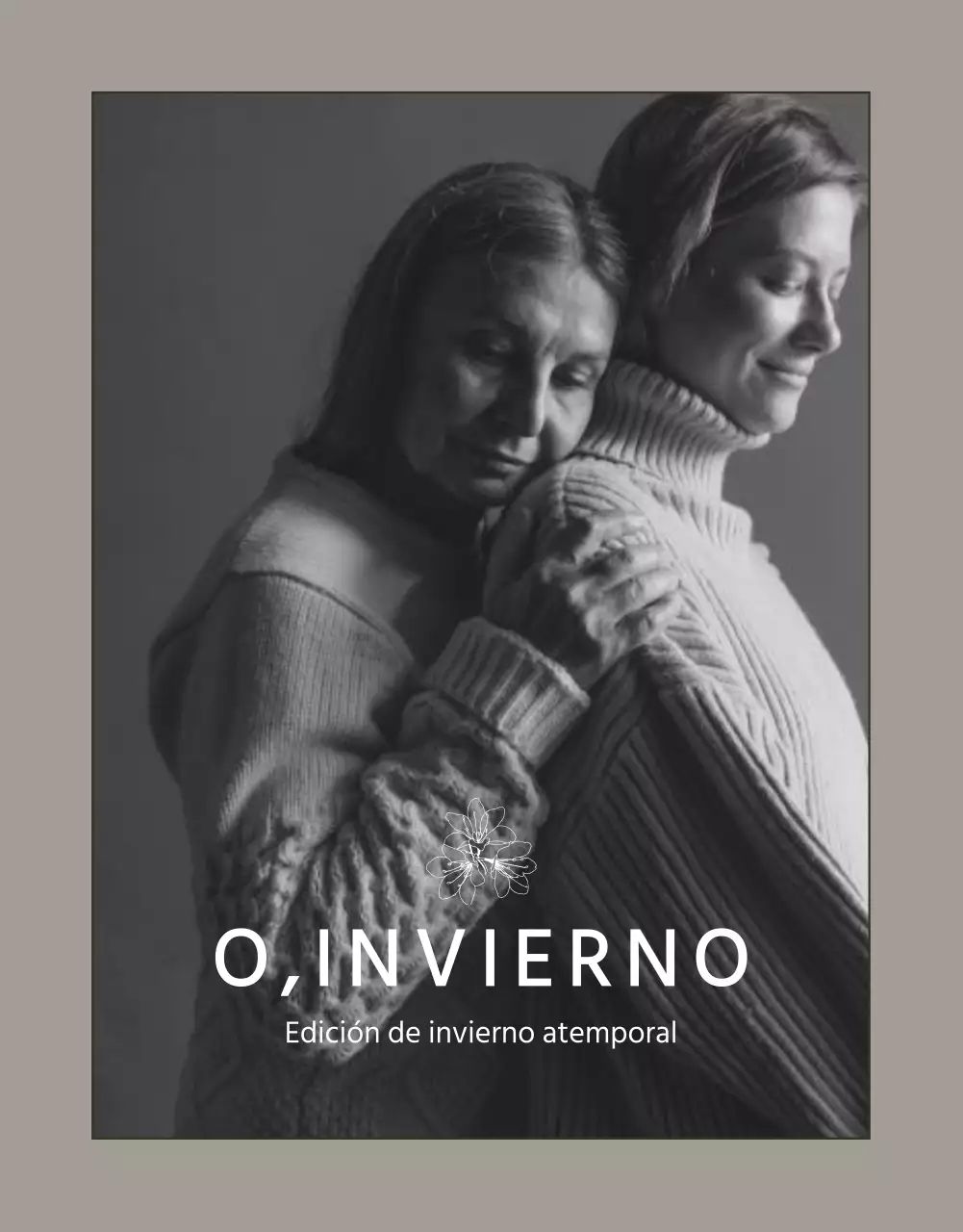 Moderno anuncio de prendas de punto de invierno en beige y marrón