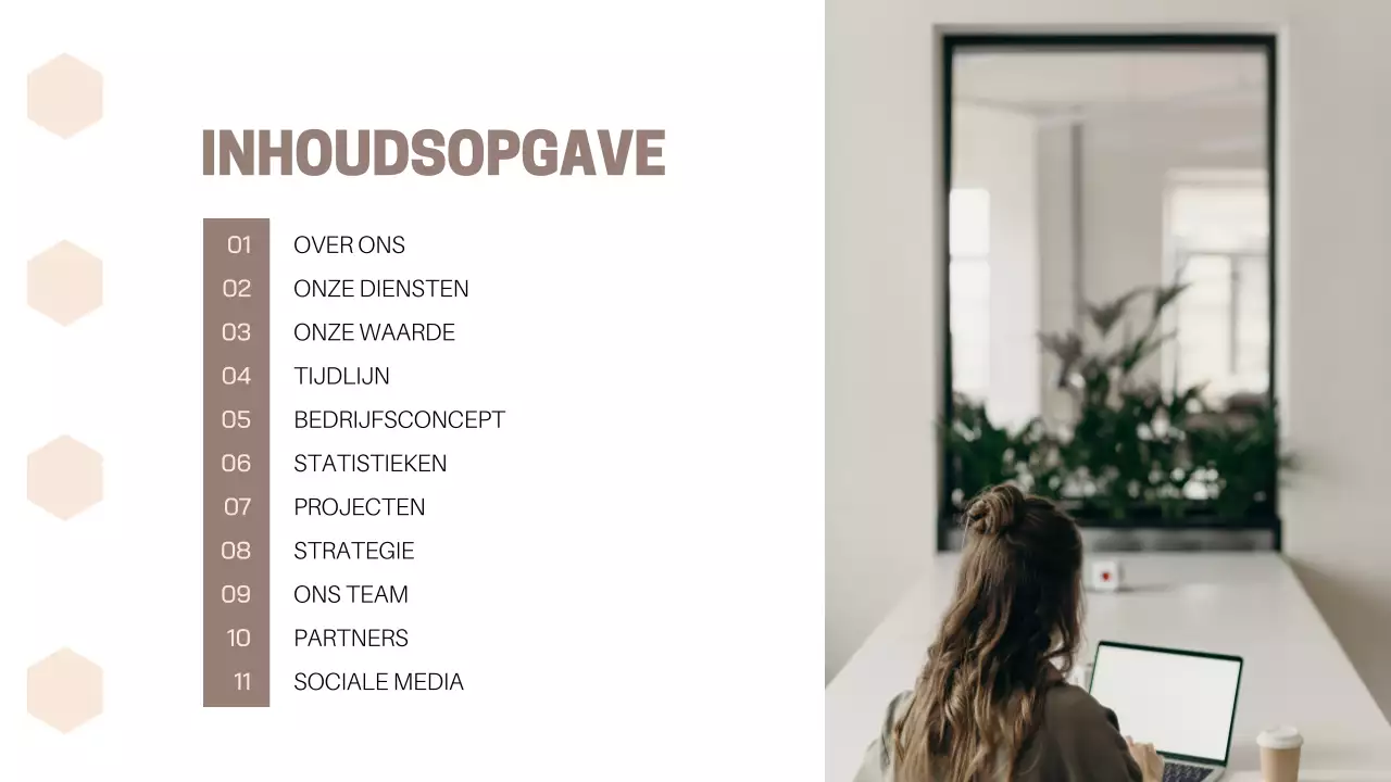 Klassieke zakelijke materialen in beige en bruin