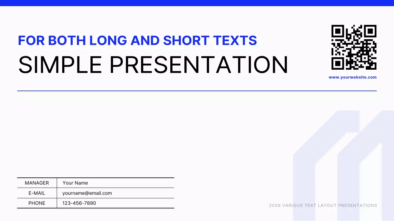 Modern text layout report in blue and white