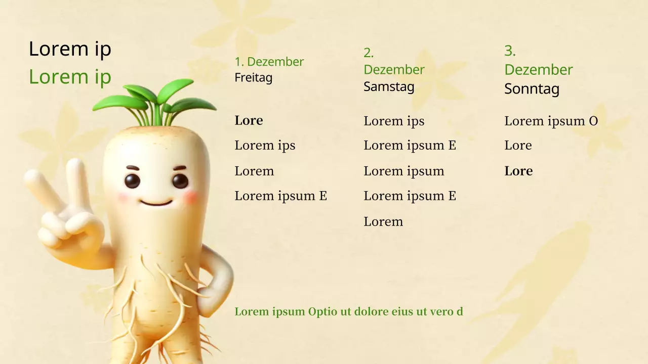 Ein einfacher gelb-grüner Plan für ein lokales Ginseng-Festival