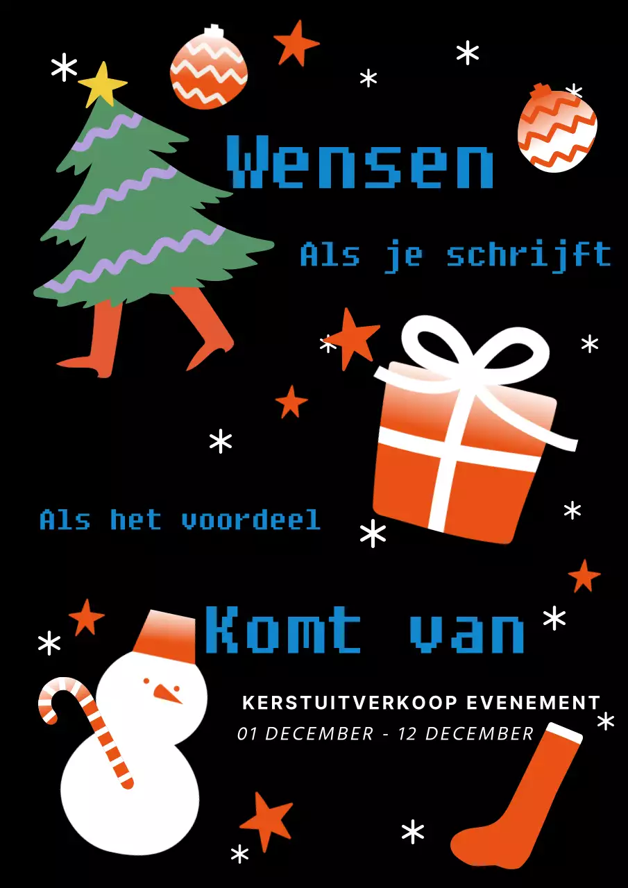 Zwart-wit pop-up uitnodiging voor kerstmis