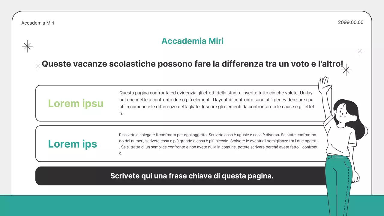 Guida al corso intensivo per le vacanze scolastiche di colore grigio e menta