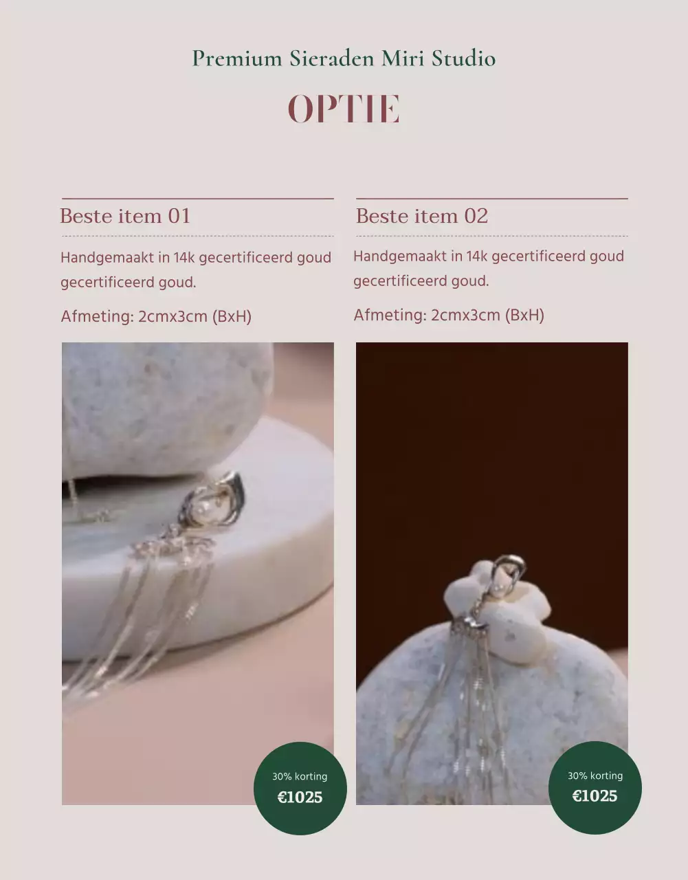 Een advertentie voor een lookbook met trendy sieraden in roze en bruin.