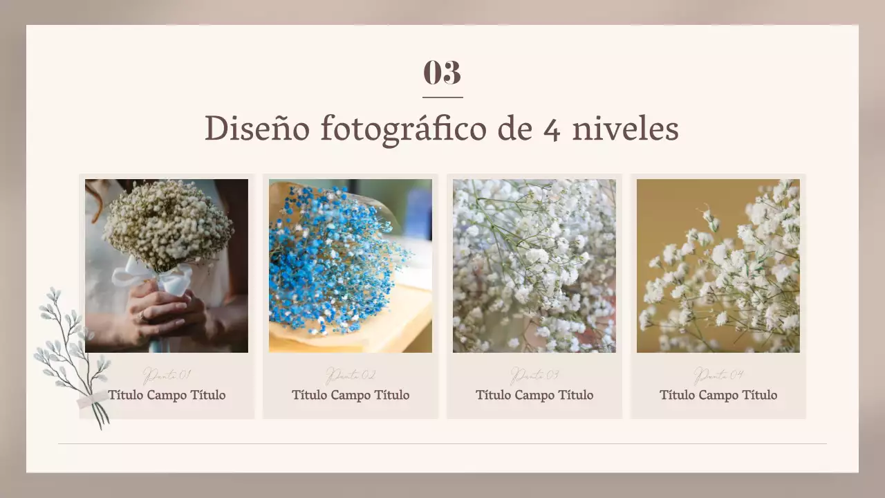 Elegante presentación de tarjeta floral en beige