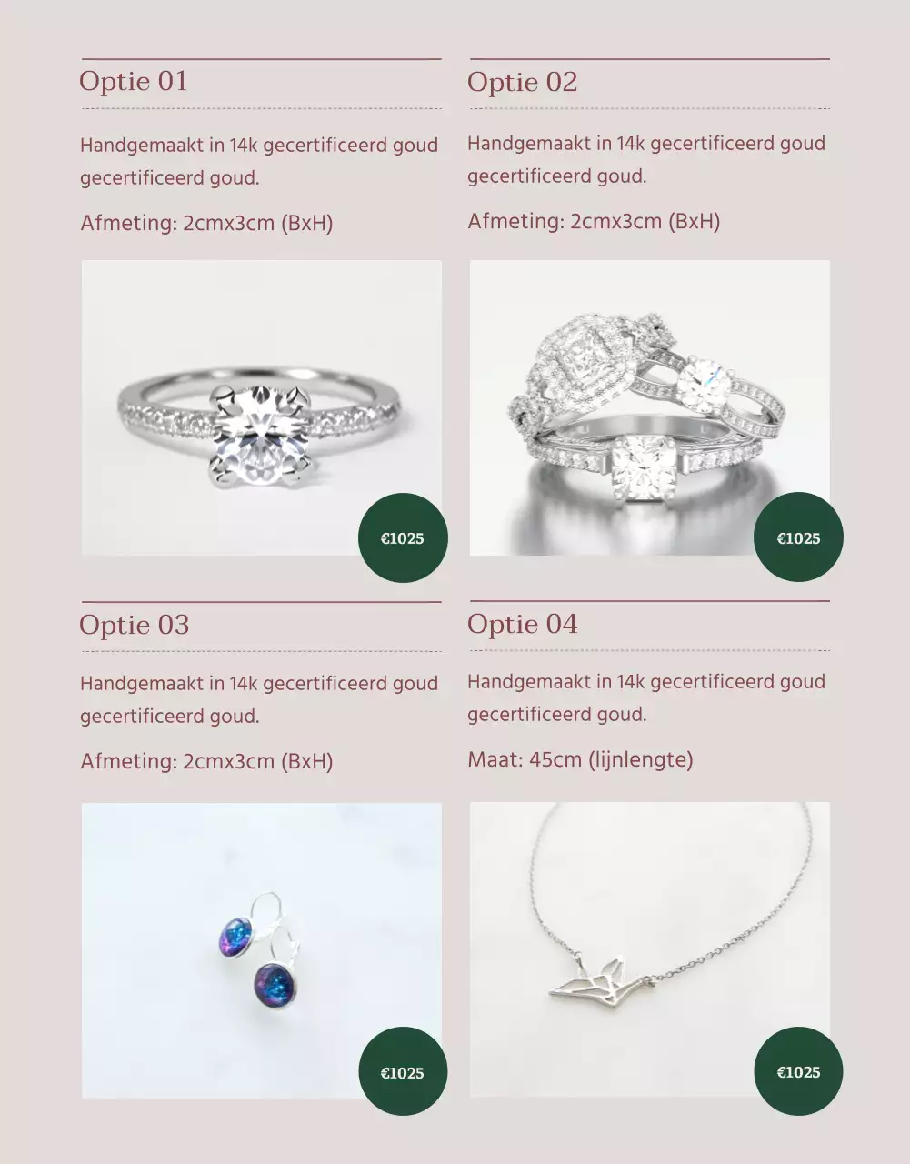 Een advertentie voor een lookbook met trendy sieraden in roze en bruin.