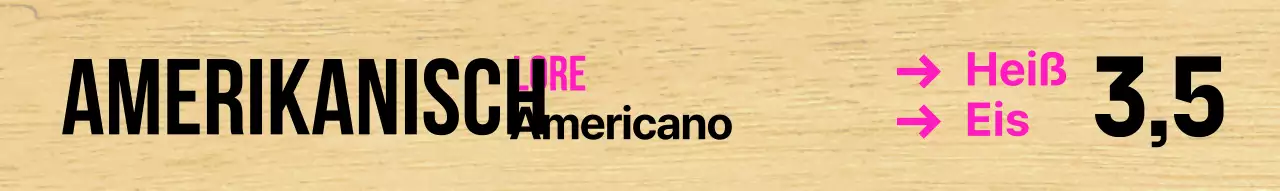 Café mit klarer schwarzer Schrift und rosa Akzenten