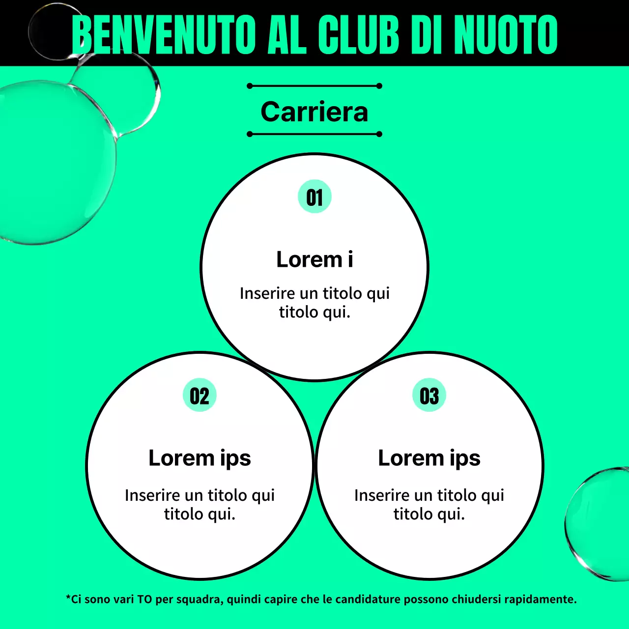 Promuovere il reclutamento dei club di nuoto con la tendenza verde e nera