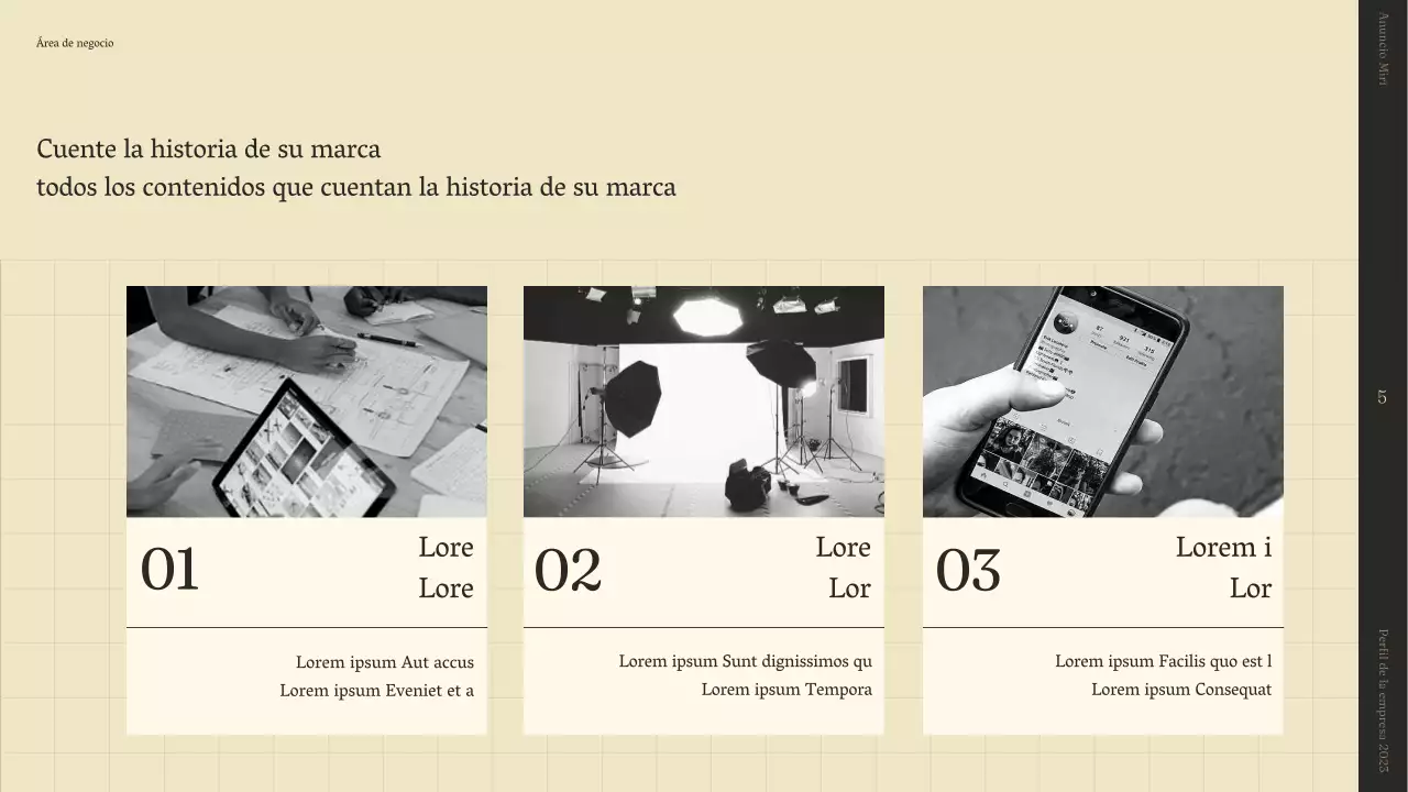 Un sencillo perfil de empresa en beige