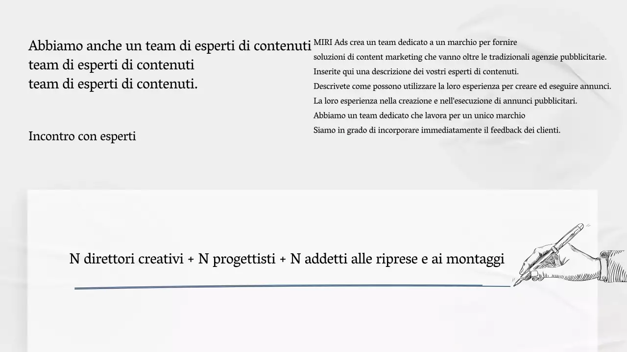 Un profilo aziendale semplice, grigio, che racconta la storia
