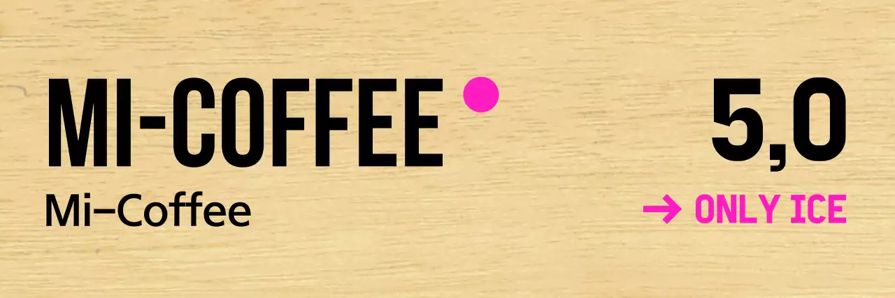 Cafe with clean black lettering and pink accents