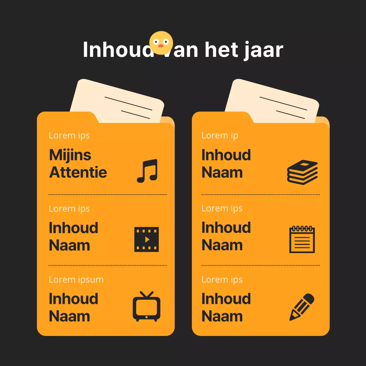 Eindejaarstips voor zwarte en oranje popart