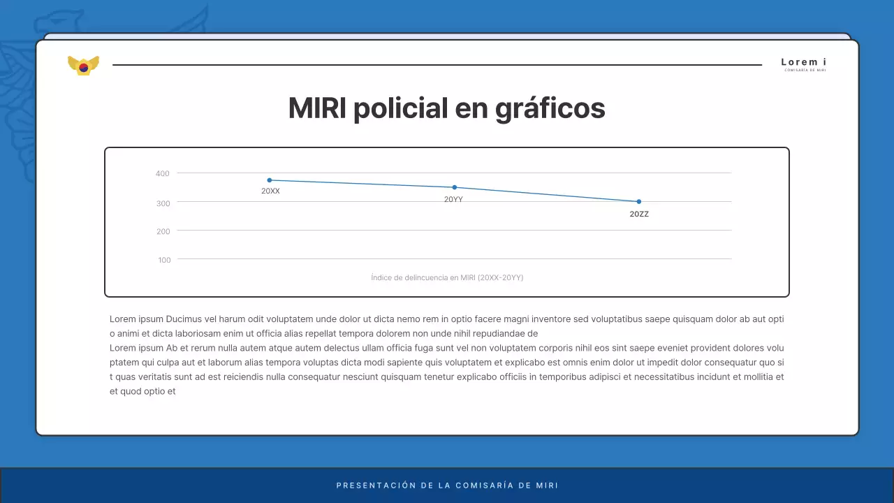 Anuncios por defecto del boletín de la comisaría de policía en azul y azul marino
