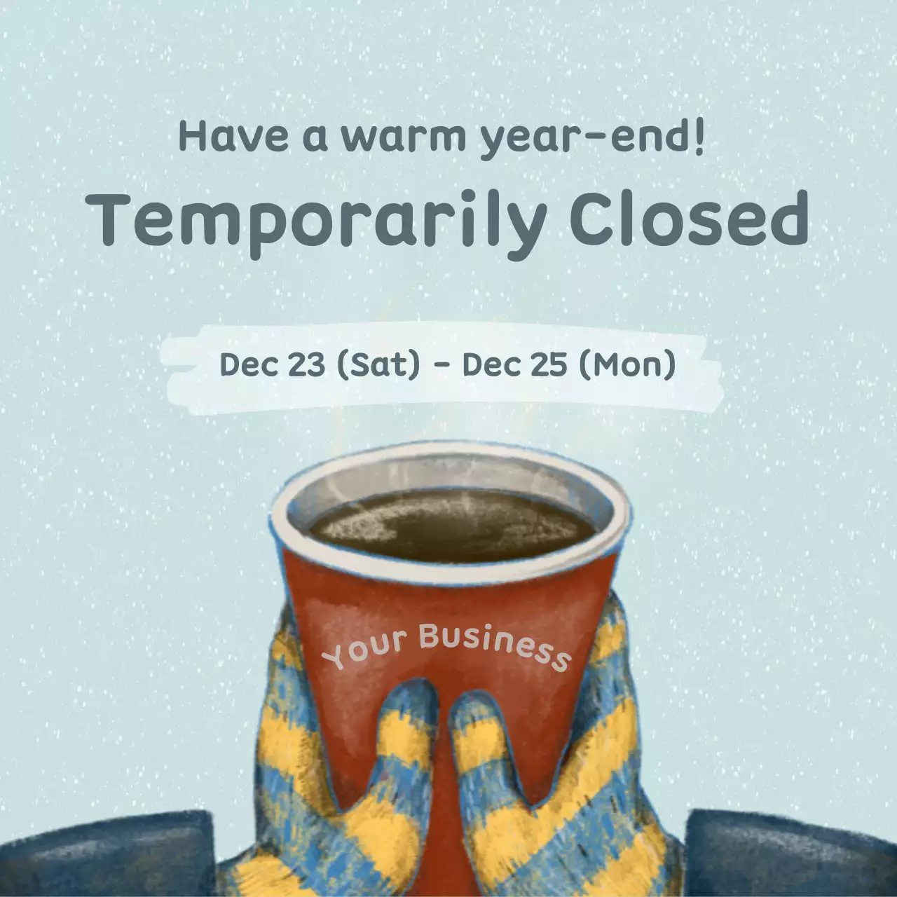 A light blue winter announcement