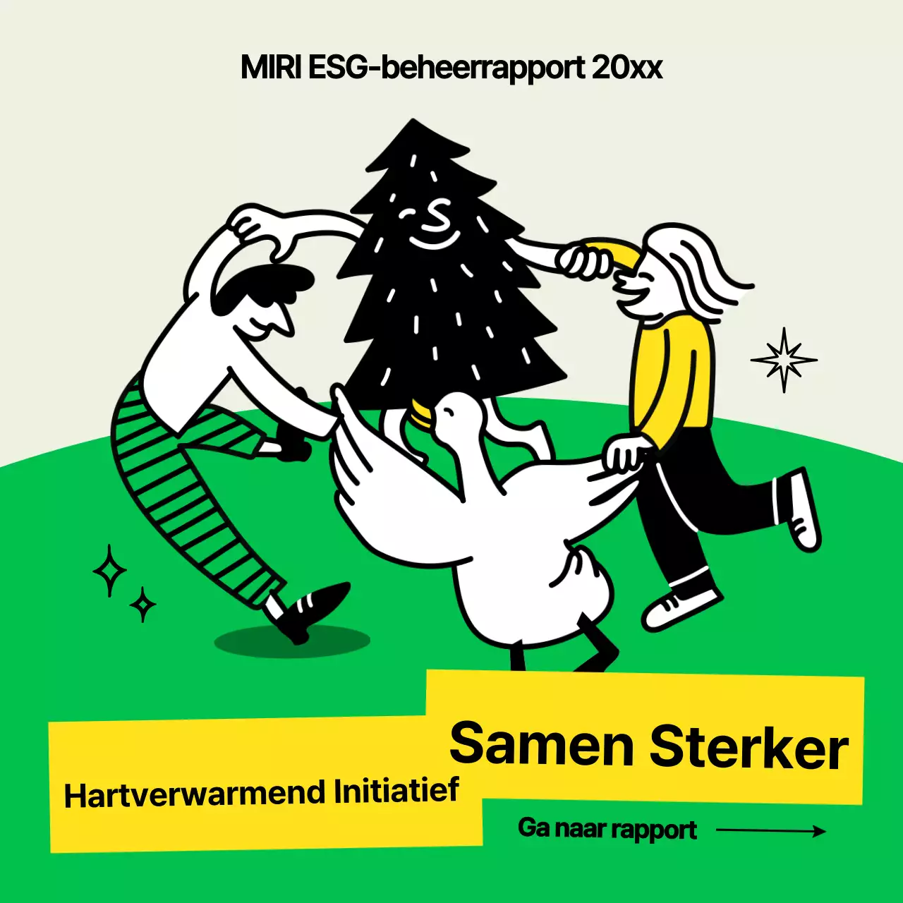 Een kitscherige, gele en chartreuse ESG-verklaring van activiteiten