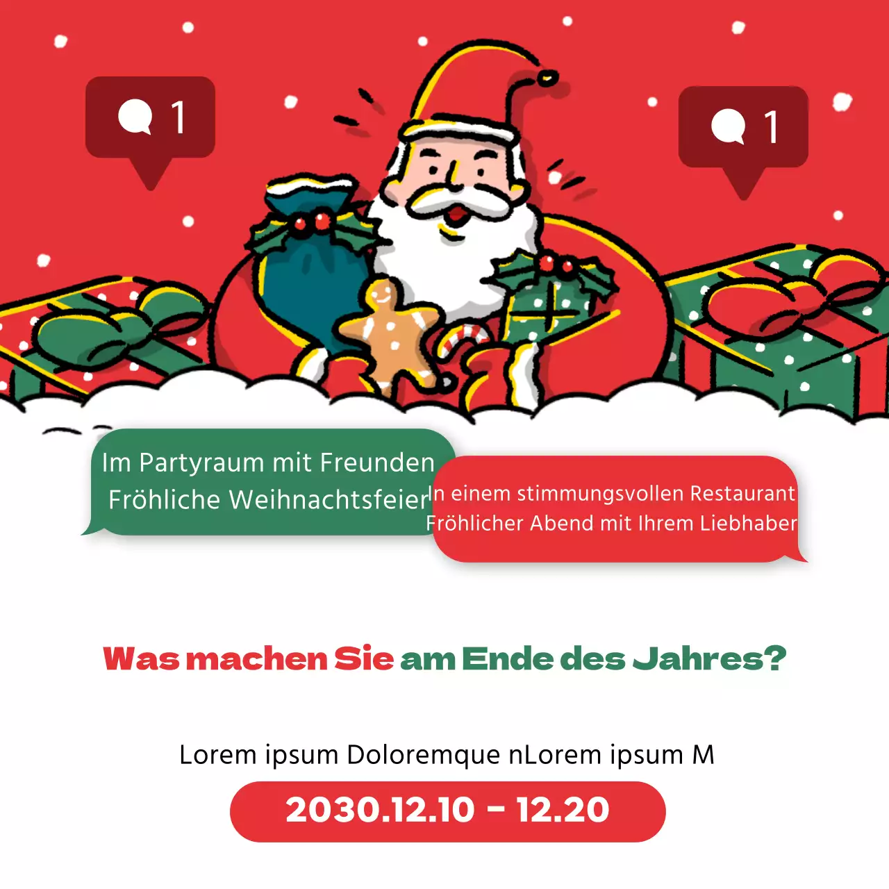 Fördern Sie eine rote und grüne Weihnachtsvorlage