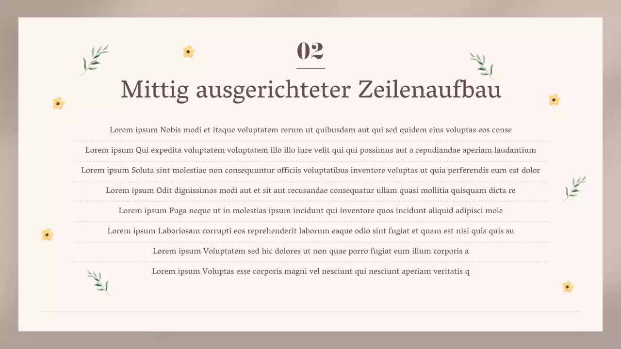 Edle Blumenkartenpräsentation in Beige