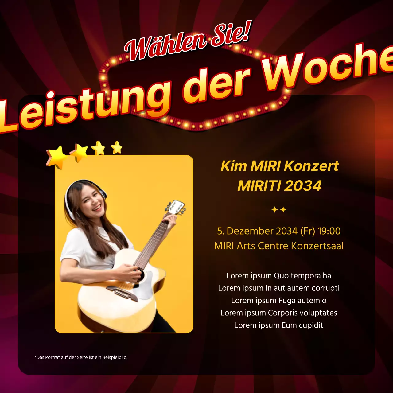 Ein roter und gelber Einführungspost im Retro-Stil