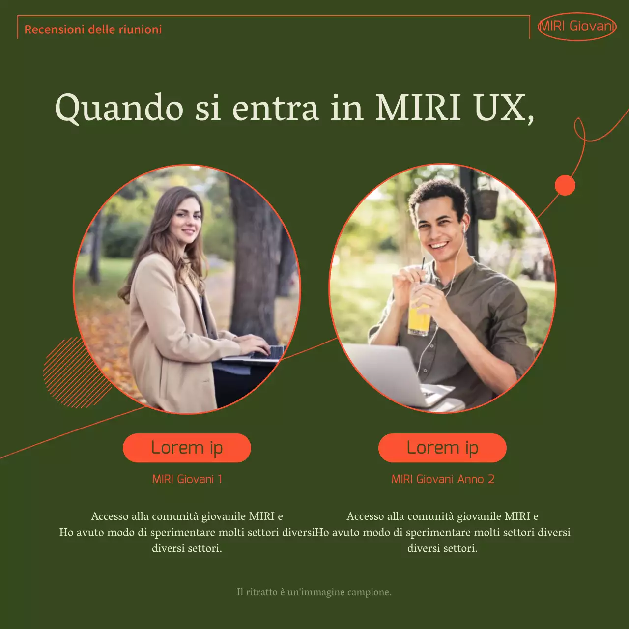 Una semplice guida per gli utenti della comunità in verde e arancione