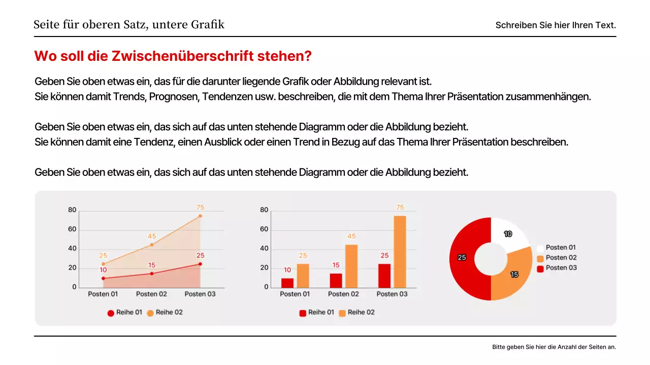 Eine einfache rote und graue Layout-Präsentation
