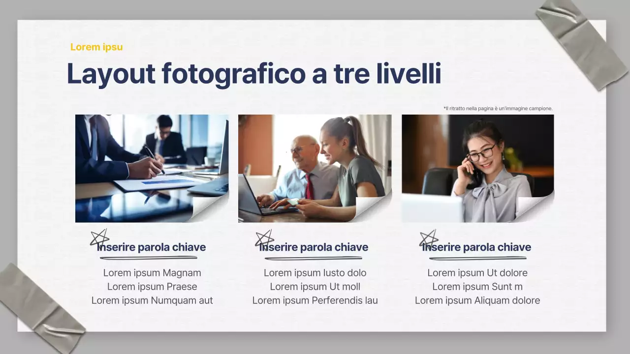 Presentazione dell'organizzazione aziendale in grigio e blu navy