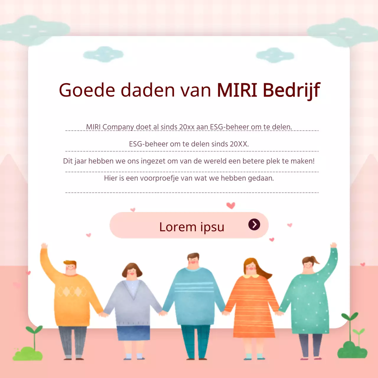 Roze en lichtblauw ESG-beheerrapport voor bedrijven